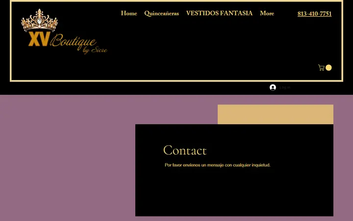 Website page titled Contact | Xv Boutique By Sicre