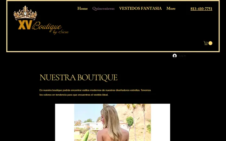 Website page titled Quinceañeras | Xv Boutique By Sicre