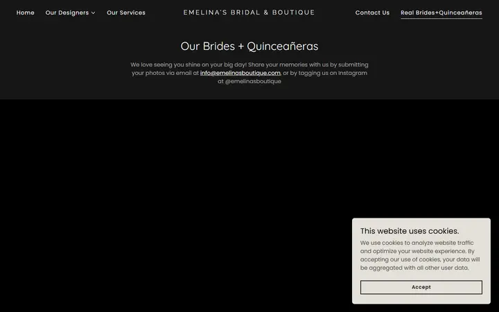 Website page titled Real Brides+Quinceañeras