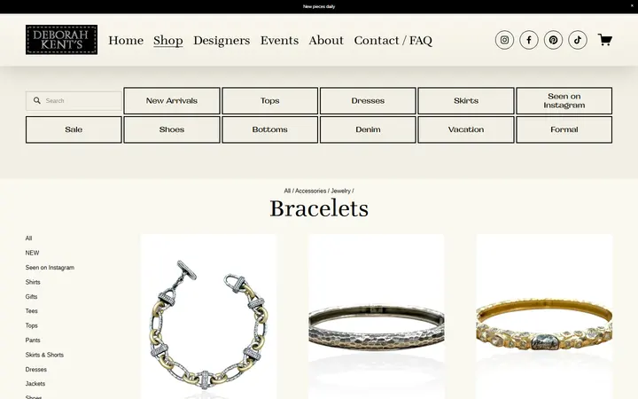 Website page titled Bracelets — Deborah Kent's Boutique in South Tampa— South Tampa Designer Clothing Boutique