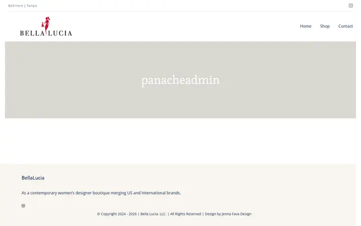 Website page titled panacheadmin – Bellalucia Fashion