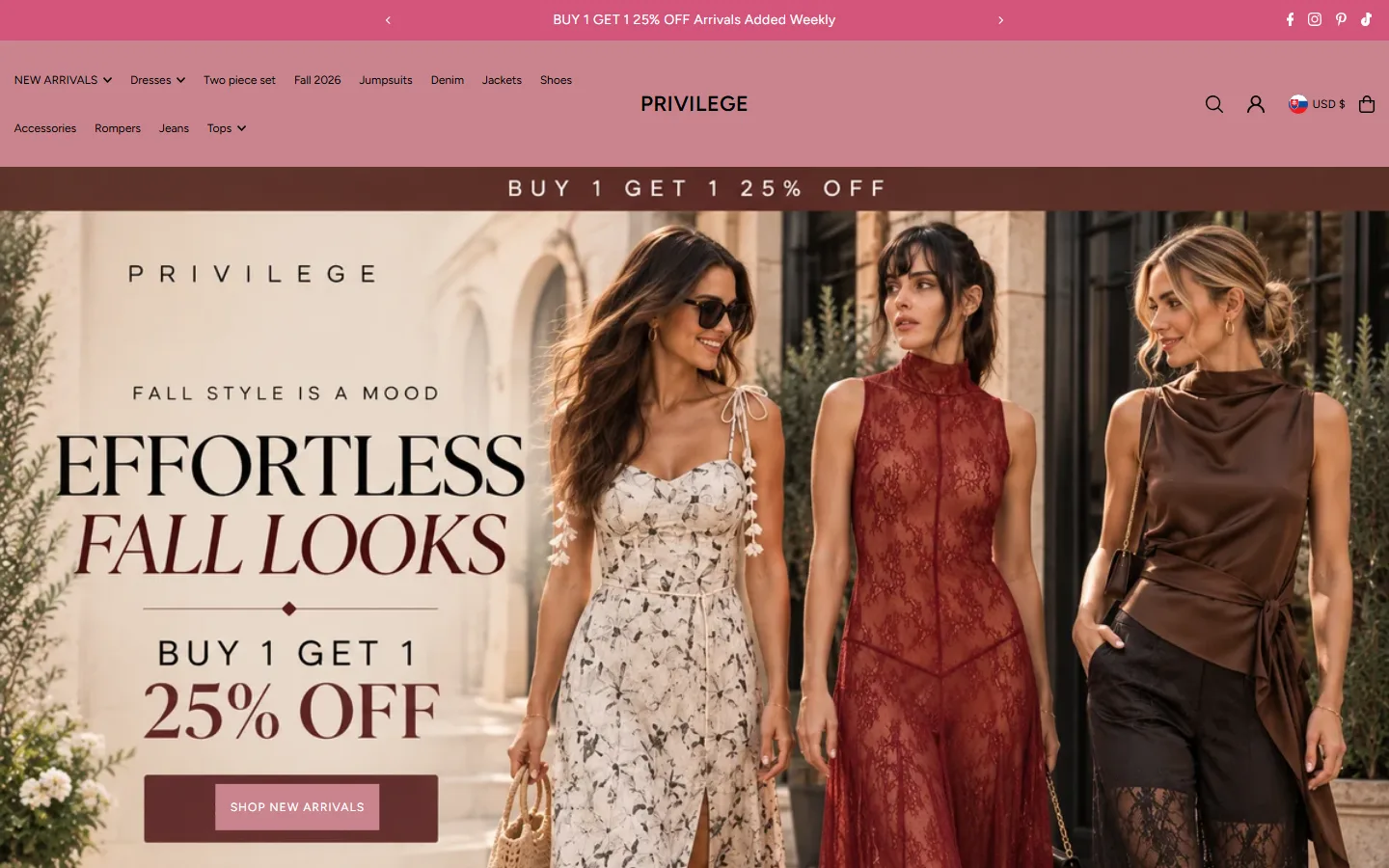 Viewport capture of PRIVILEGE website