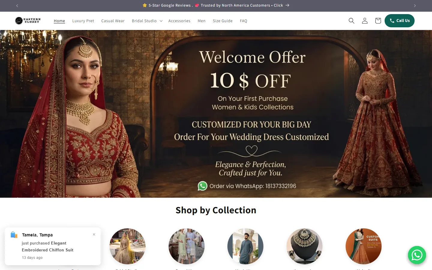 Viewport capture of Eastern Clozet website