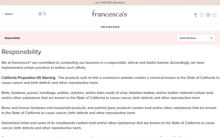 Website page titled Responsibility