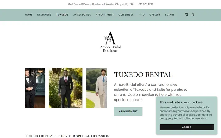Preview of Amore Bridal Boutique website