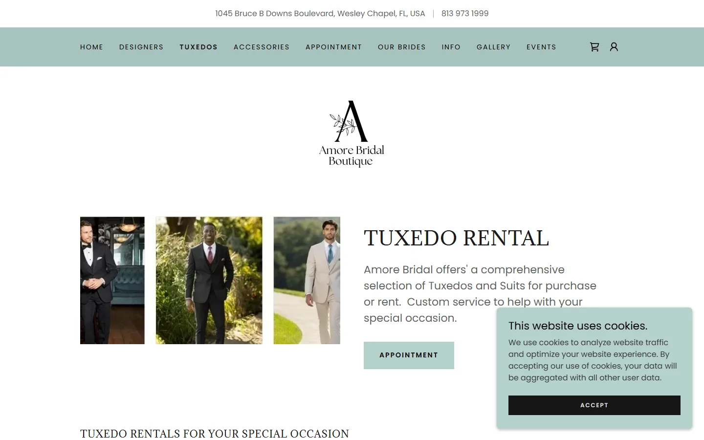 Viewport capture of Amore Bridal Boutique website
