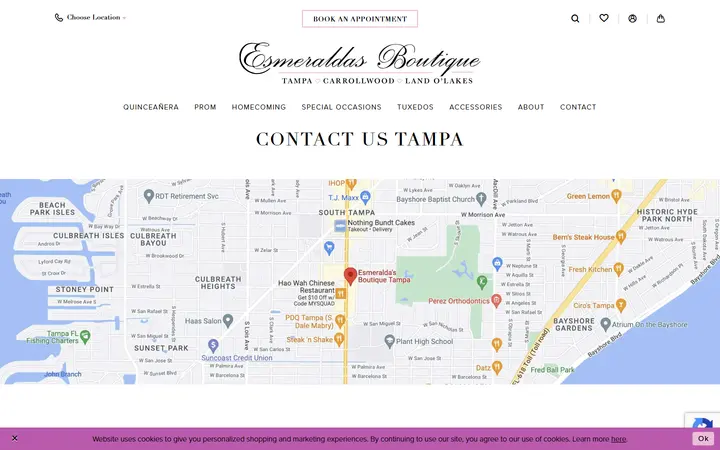 Website page titled Contact Us Tampa | Esmeralda's Boutique