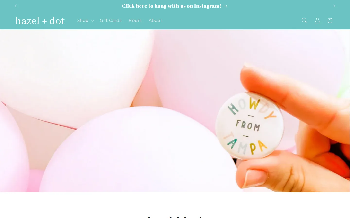 Viewport capture of hazel + dot website