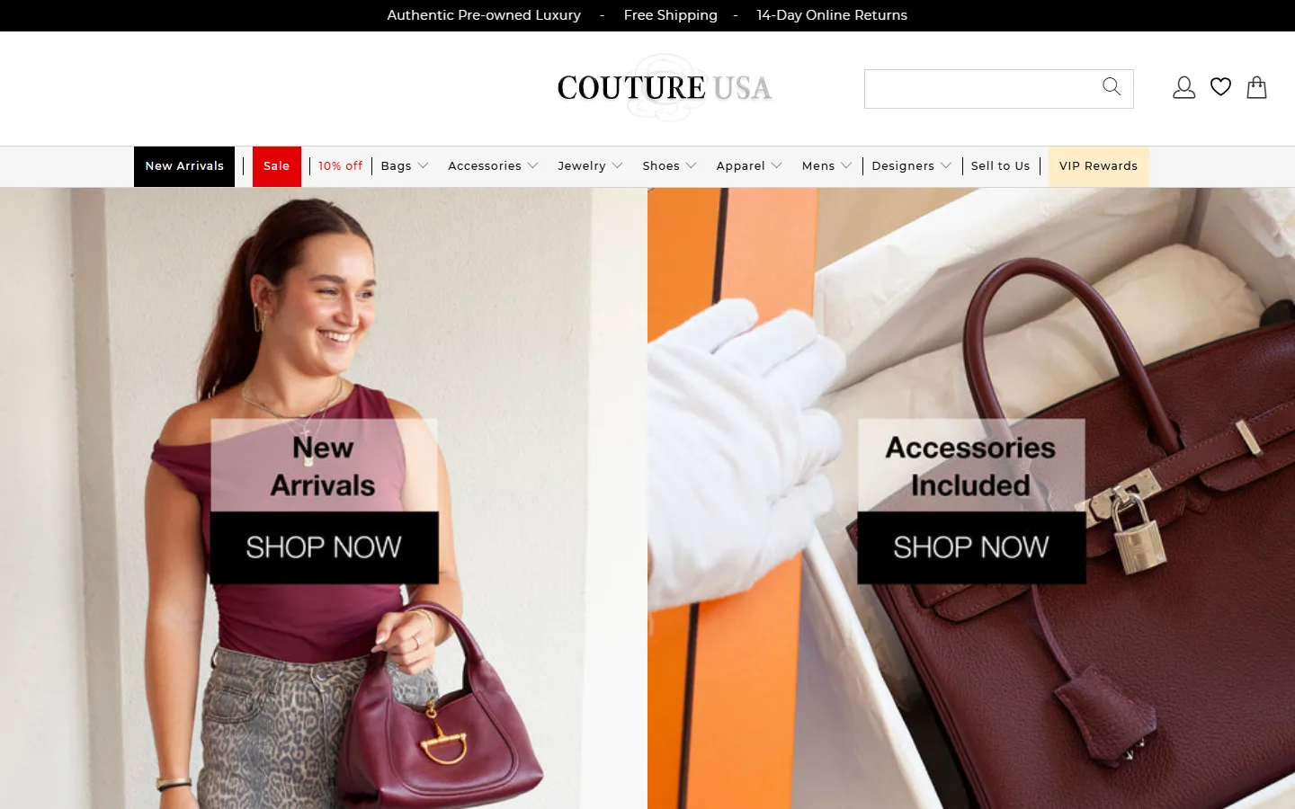 Viewport capture of Couture Designer Resale Boutique website