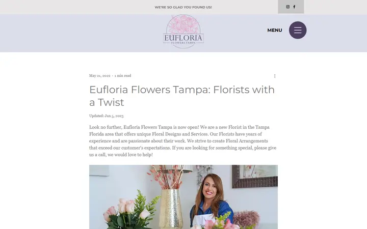 Website page titled Eufloria Flowers Tampa: Florists with a Twist