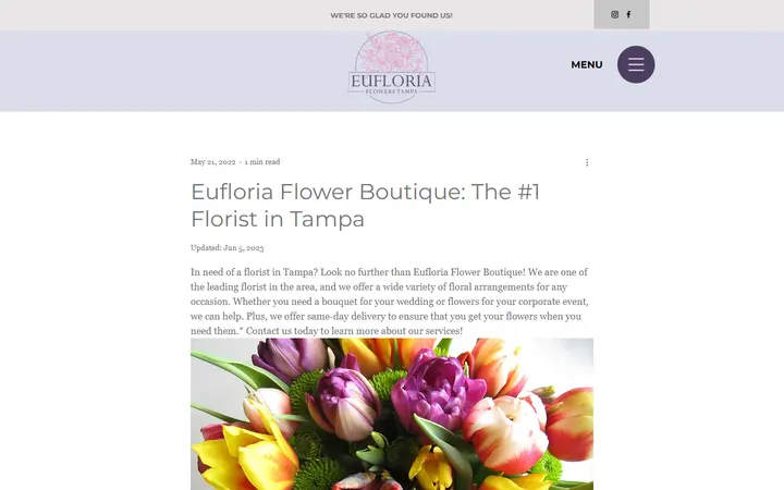 Website page titled Eufloria Flower Boutique: The #1 Florist in Tampa