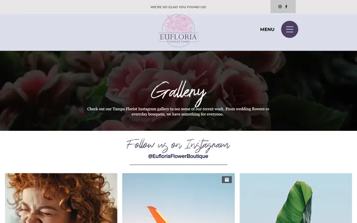 Website page titled Gallery | Eufloria Flowers Tampa