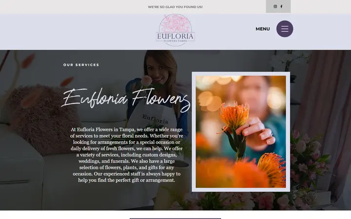Website page titled Services | Eufloria Flowers Tampa