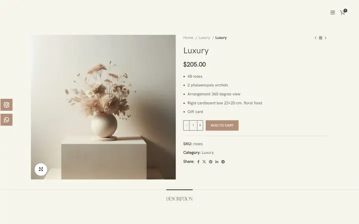 Website page titled Luxury – Floweroses Boutique