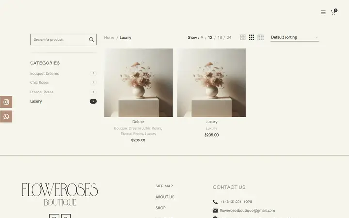 Preview of Floweroses Boutique website