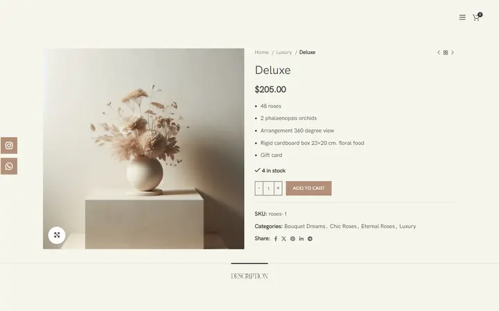 Website page titled Deluxe – Floweroses Boutique