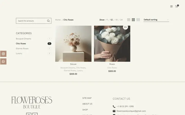 Website page titled Chic Roses – Floweroses Boutique