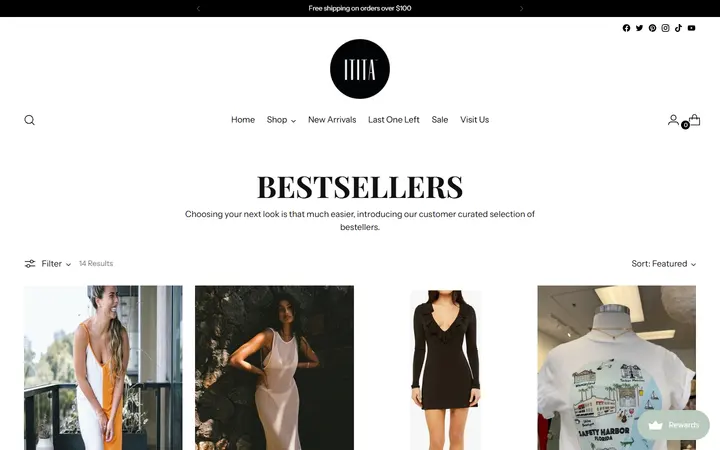 Website page titled Bestsellers – ititaboutique