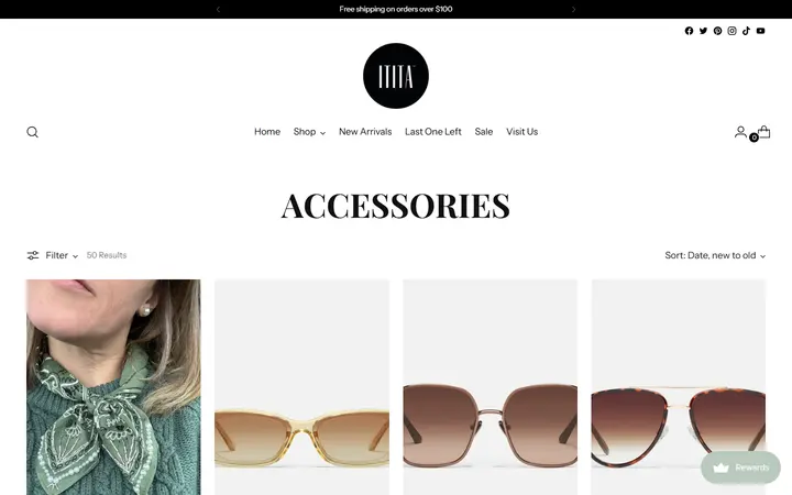 Website page titled Accessories – ititaboutique