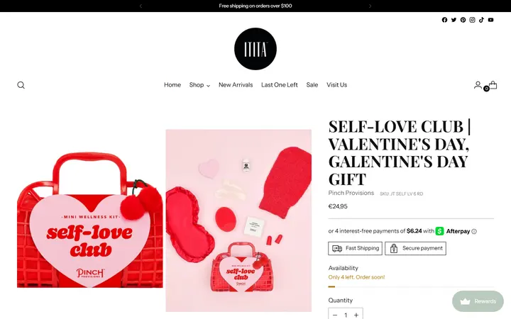 Website page titled Self-Love Club | Valentine's Day, Galentine's Day Gift – ititaboutique