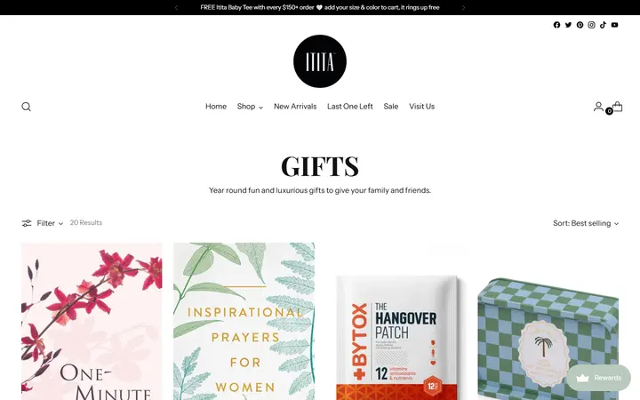 Website page titled Gifts – ititaboutique