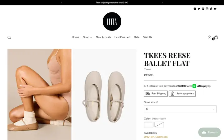 Website page titled Tkees Reese Ballet Flat – ititaboutique