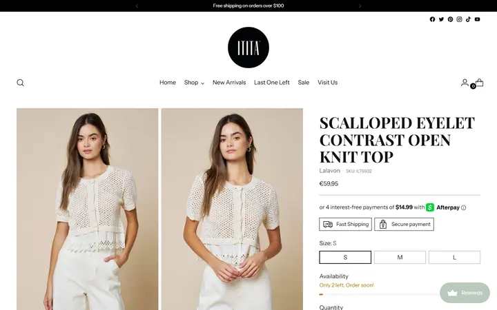 Website page titled Scalloped Eyelet Contrast Open Knit Top – ititaboutique