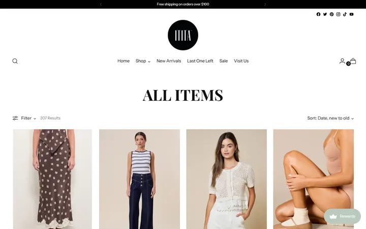 Website page titled All Items – ititaboutique