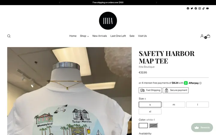 Website page titled Safety Harbor Map Tee – ititaboutique