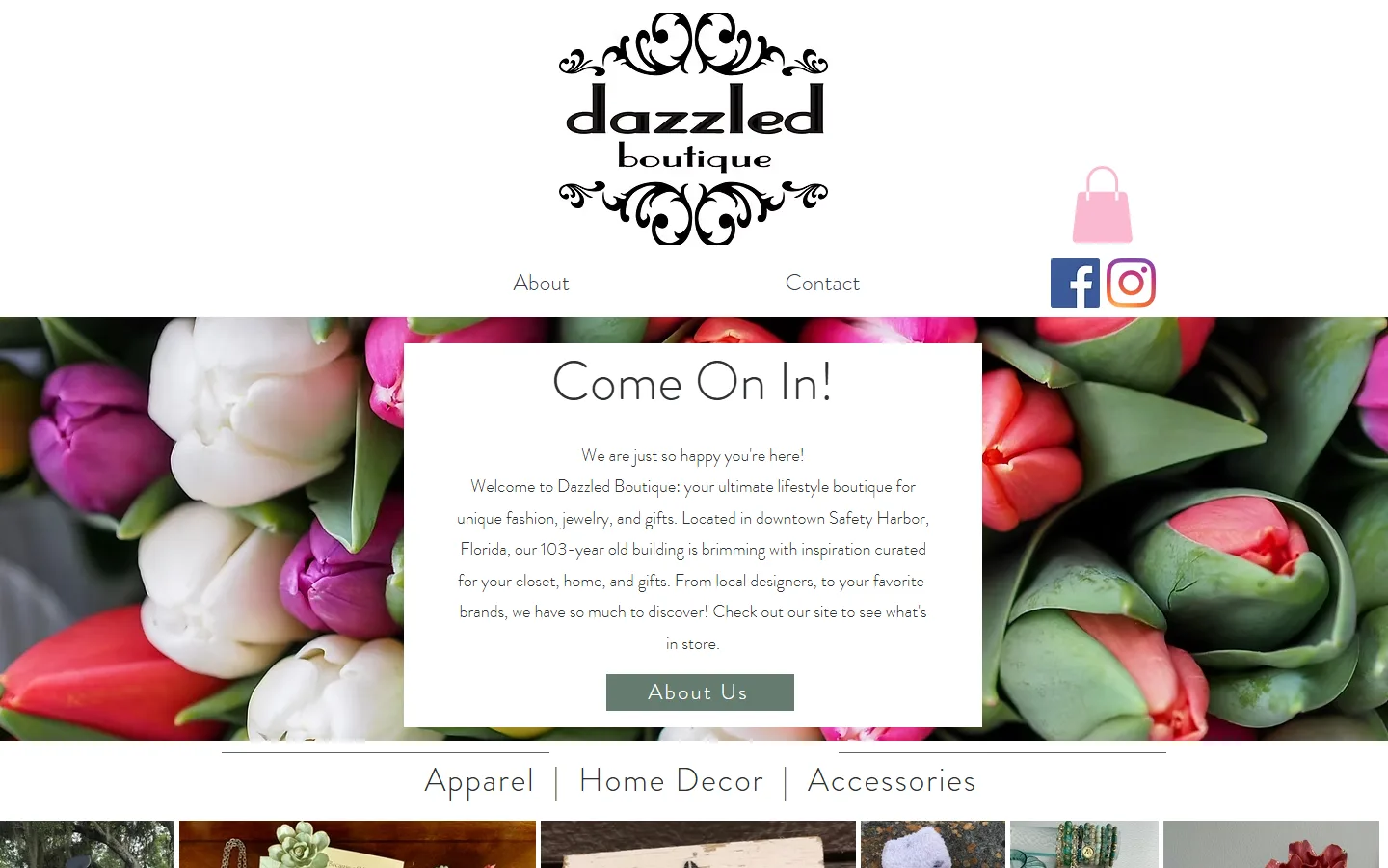 Viewport capture of Dazzled Boutique website