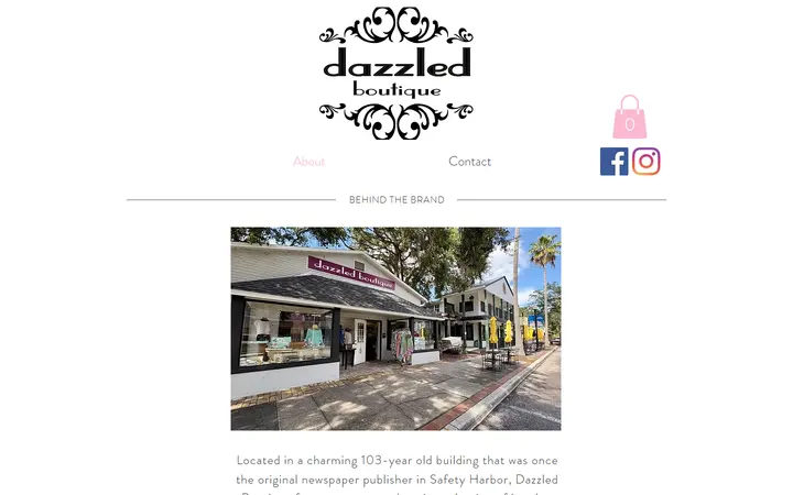 Website page titled About | Dazzled