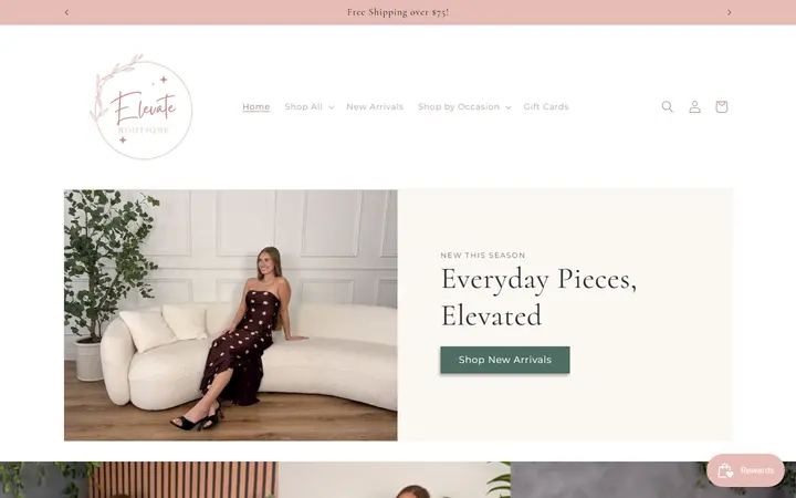 Website page titled Elevate Boutique | Women's Clothing Boutique in Trinity, FL
