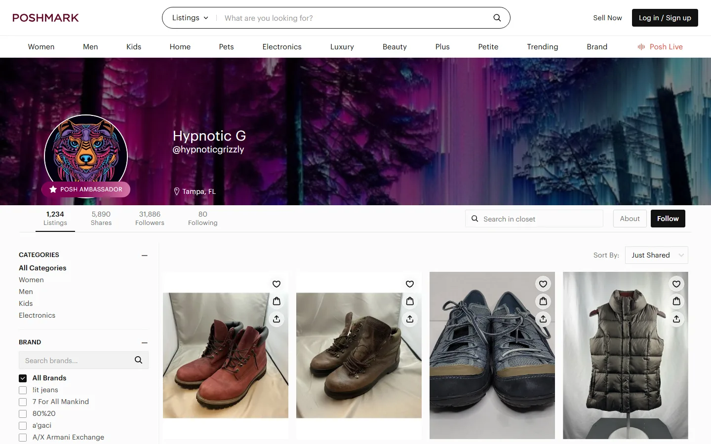 Viewport capture of Hypnotic Grizzly Thrifty Boutique website