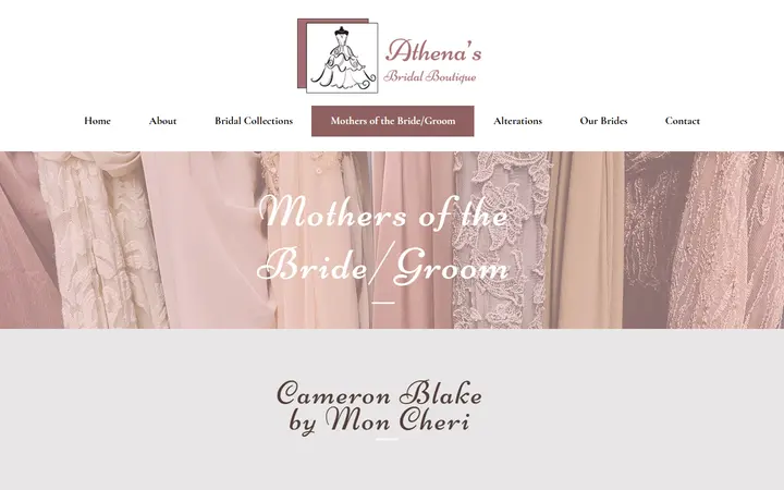 Website page titled Mothers of the Bride/Groom | Athena's Bridal