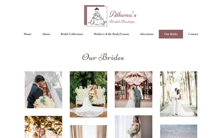 Website page titled Our Brides | Athena's Bridal