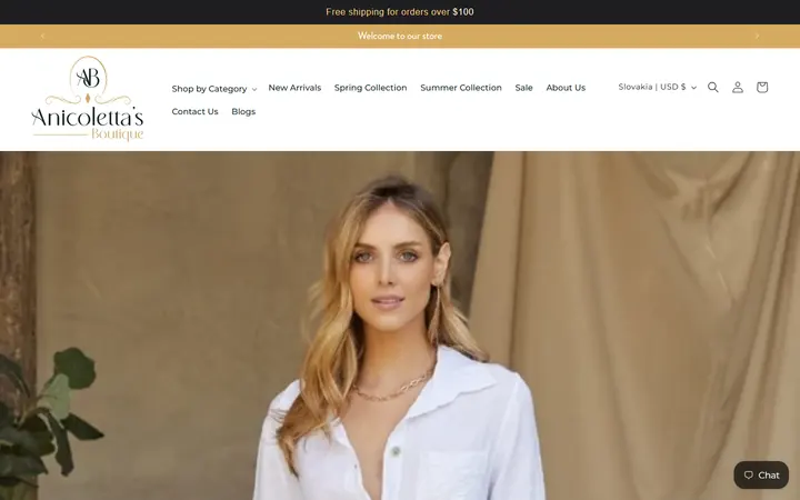 Preview of Anicoletta’s Boutique website