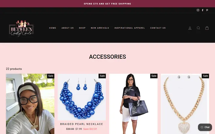 Website page titled Accessories – Between Us Godly Girls