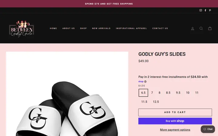 Website page titled Godly Guy's Slides – Between Us Godly Girls