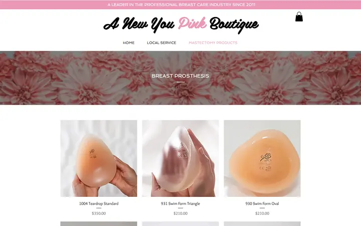 Website page titled BREAST PROSTHESIS | Anewyou