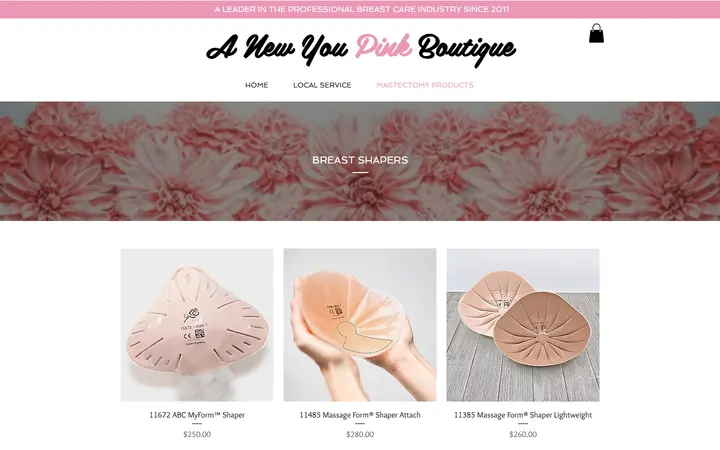Website page titled BREAST SHAPERS | Anewyou