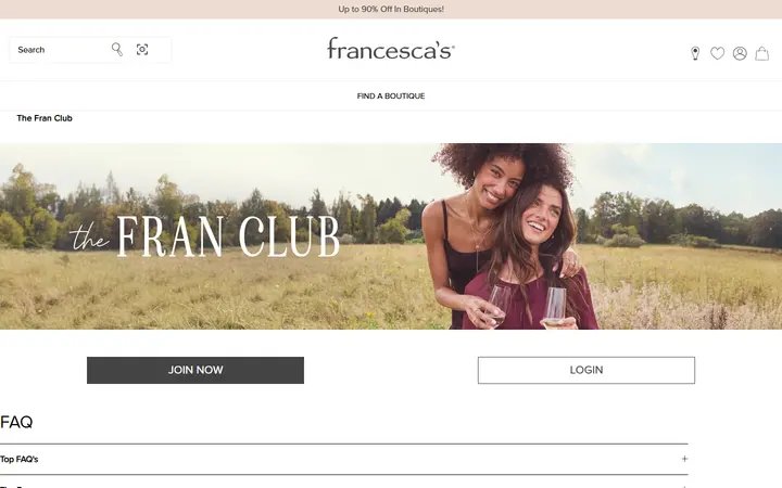 Website page titled The Fran Club