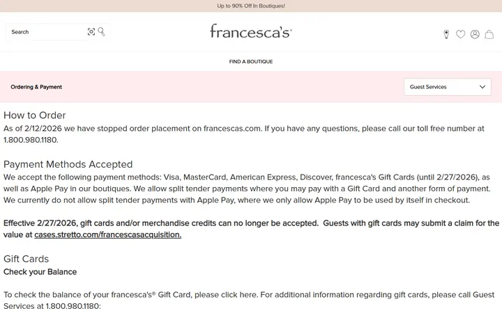 Preview of francesca's website