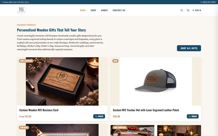 Preview of Handicraft Boutique website