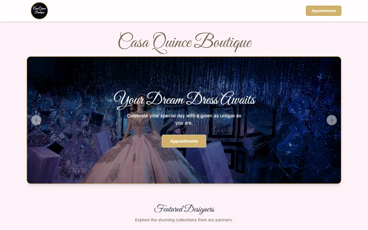 Viewport capture of Casa Quince Boutique website