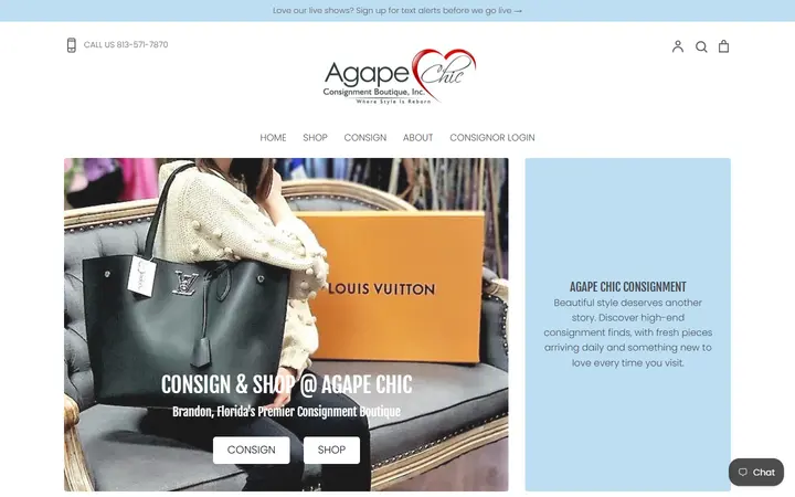 Preview of Agape Chic Consignment Boutique website