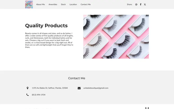 Website page titled Quality Products - Avi Babie Boutique | Lip Gloss Store in Brandon