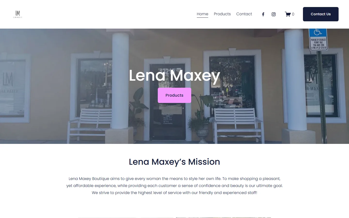 Viewport capture of Lena Maxey Boutique & Salon website