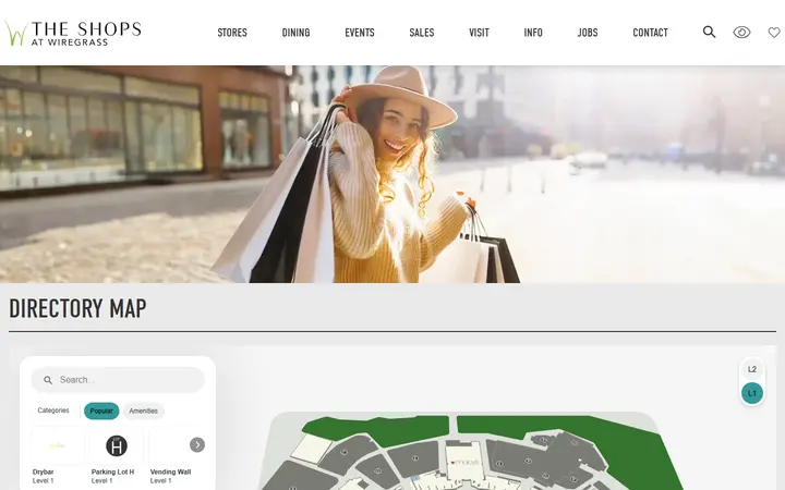 Website page titled The Shops at Wiregrass ::: Directory Map