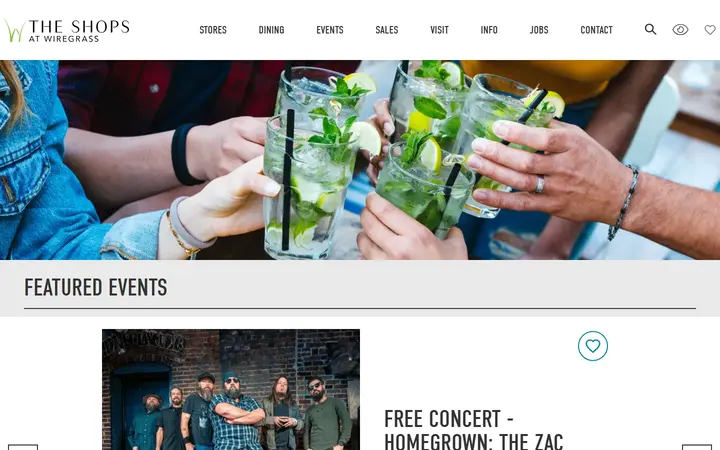 Website page titled The Shops at Wiregrass ::: Events