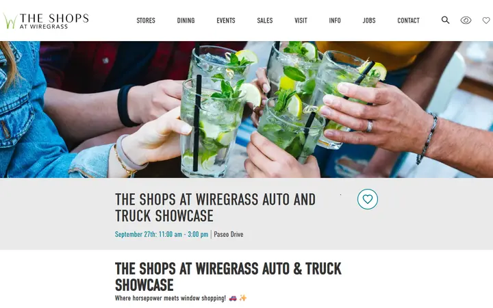Website page titled The Shops at Wiregrass ::: The Shops at Wiregrass Auto and Truck Showcase